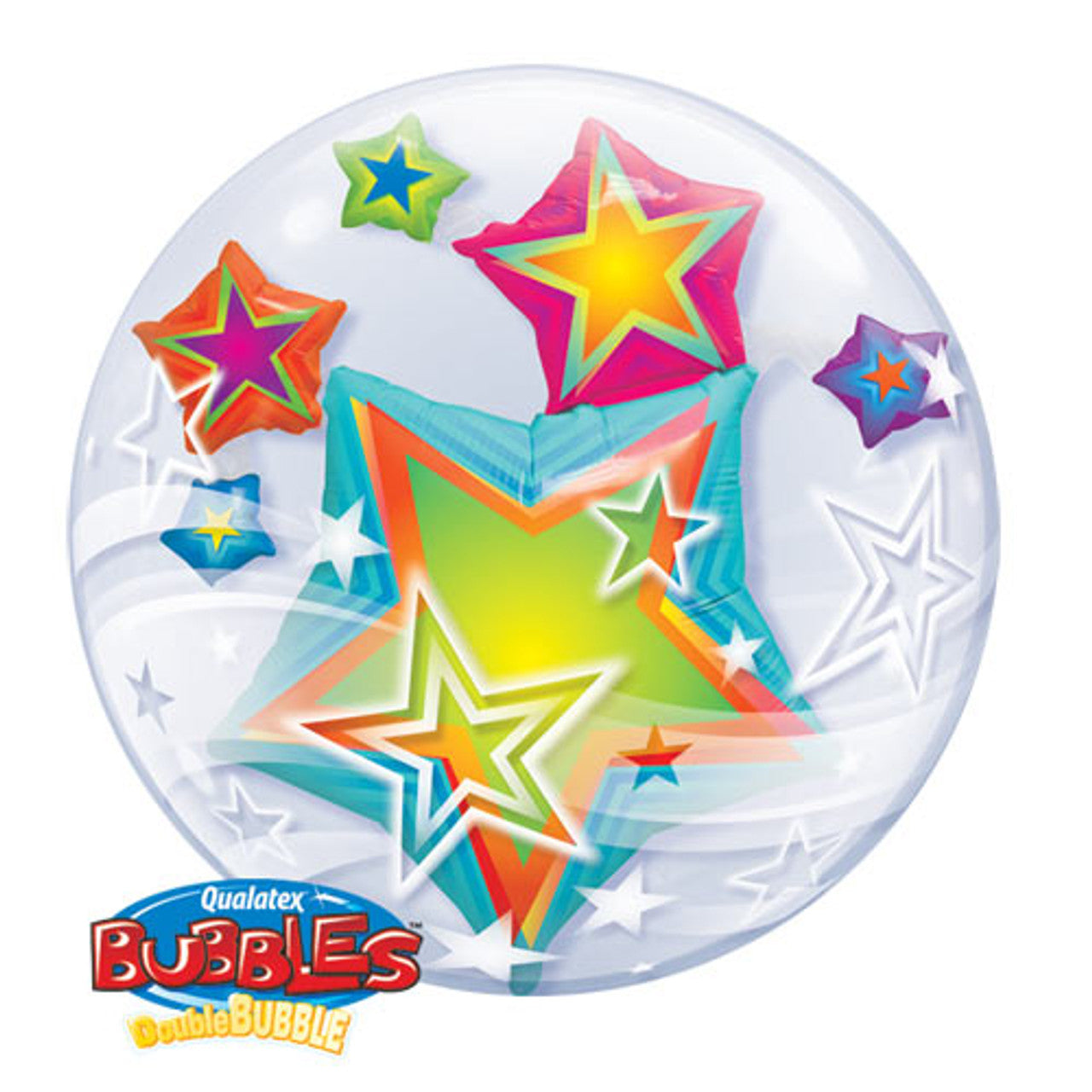 Themed Double Deco Bubble & 4 Latex balloons in a bouquet