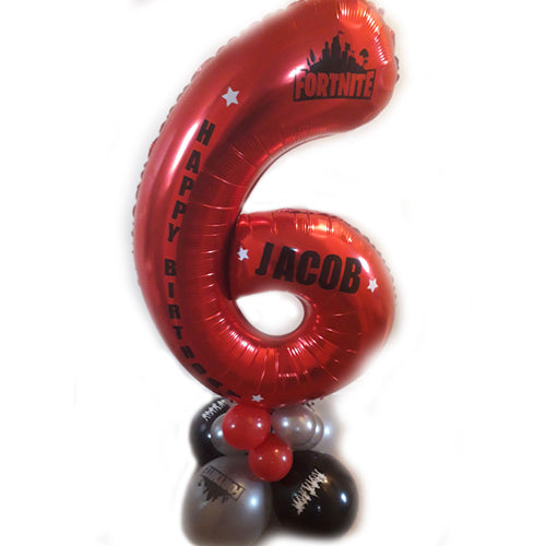 Any single 34" number balloon themed on a base & Personalised