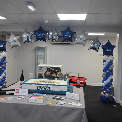 18" Foil Star Balloon Arch with two columns.