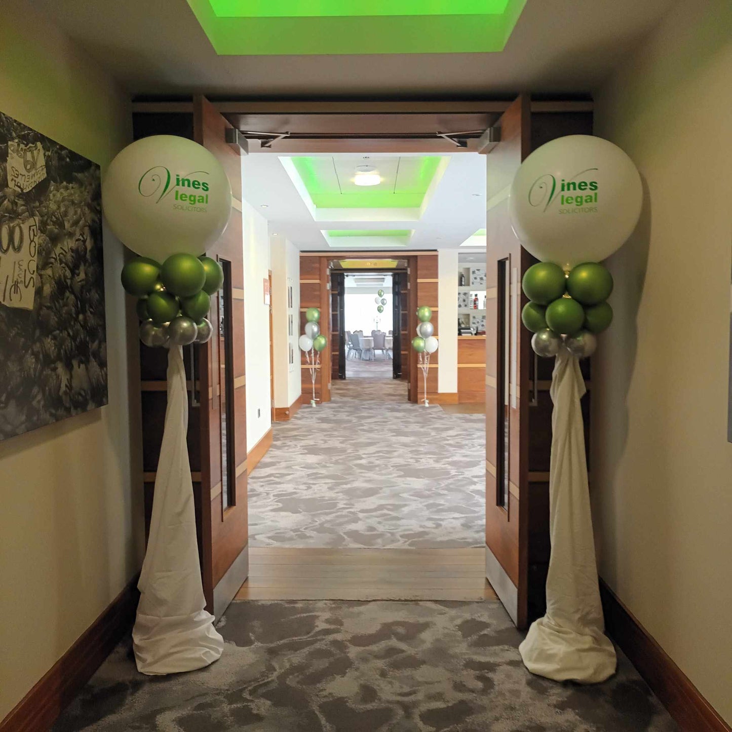 Beautiful 3ft Balloon Stands with Voile - Pair - airfilled - Can be personalise