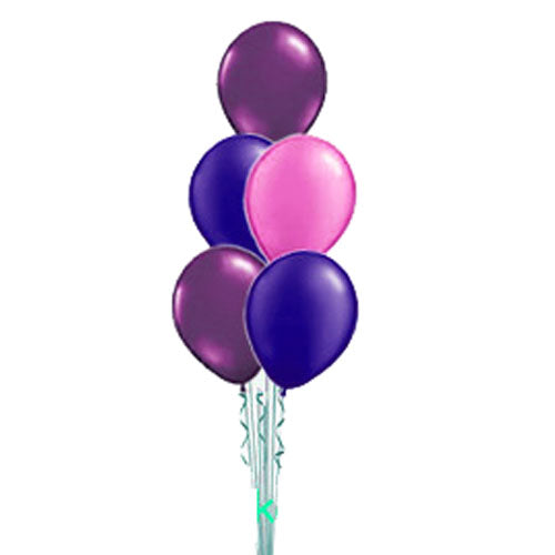 Five Latex Helium Balloons In a Bouquet
