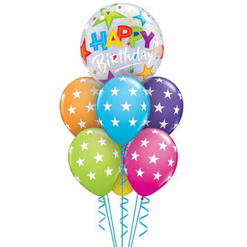 Any Single Printed 15" Bubble Balloon & 6 Latex Balloons in a Bouquet (various Options)