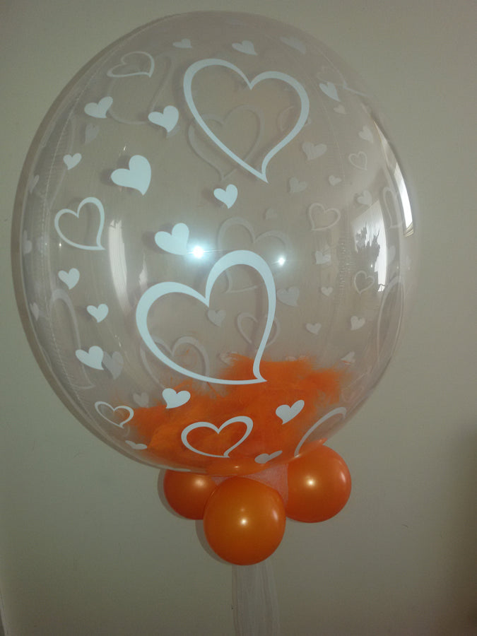 Feather Deco Bubble Balloon  Personalised one side - Ideal for any occasion (various Options)