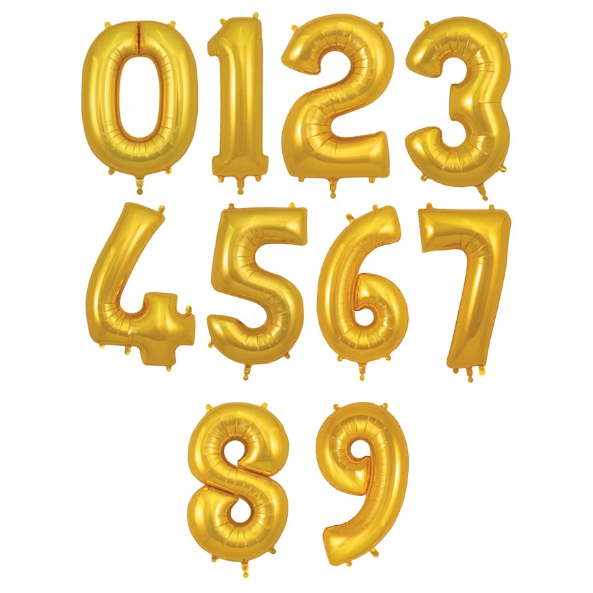 Helium Filled 34“ Numbers Supplied With Ribbon & Weight (various options)