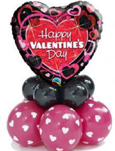 Valentines Mini Stack  18" message Foil On A mini Balloon Stack