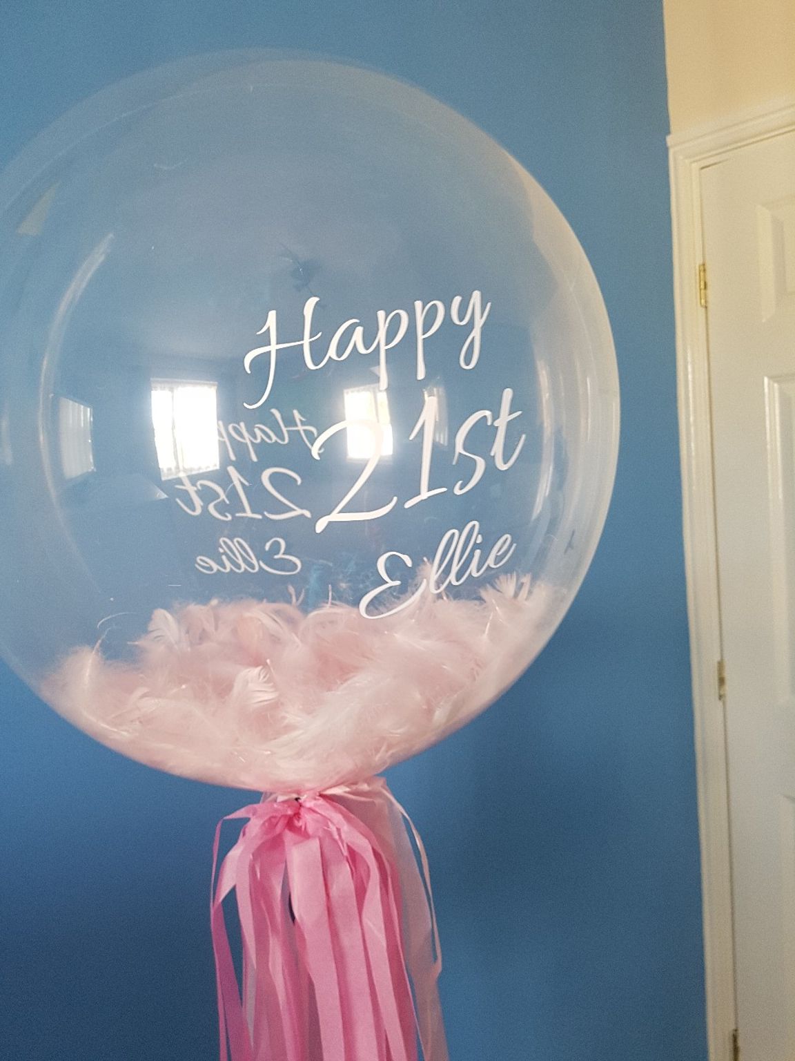 Feather Deco Bubble Balloon  Personalised one side - Ideal for any occasion (various Options)