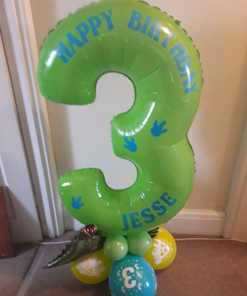 Any single 34" number balloon themed on a base & Personalised