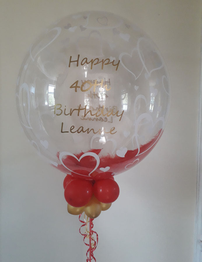 Feather Deco Bubble Balloon  Personalised one side - Ideal for any occasion (various Options)
