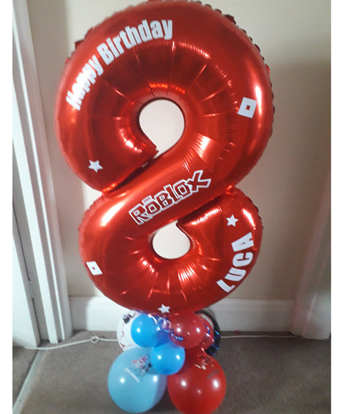 Any single 34" number balloon themed on a base & Personalised