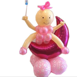 Welcome Baby In A Pram Airfilled, holding a Helium Hot Air Balloon