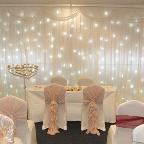 Elegant Twinkle Trio Package - Back Drop, Cake Table & Top Table