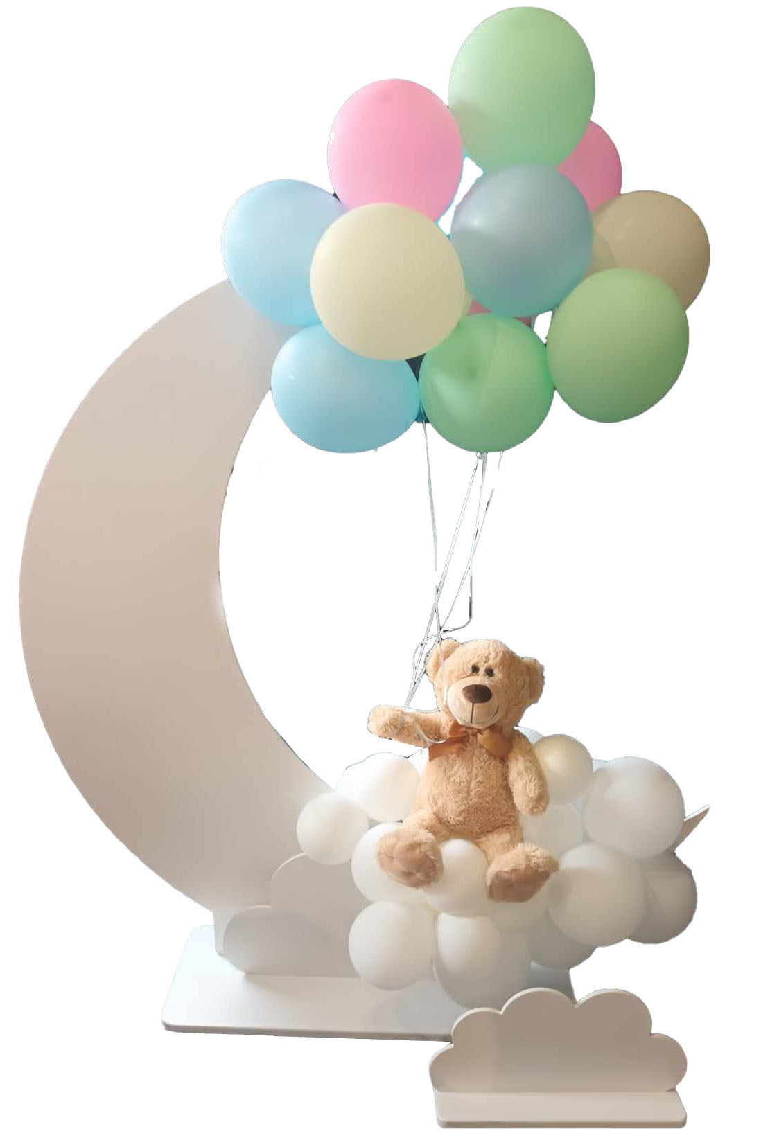 Baby Occasion Set Up - A moon, Baby blocks, teddy bear Hire with balloons (options available)