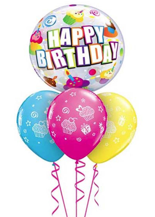 Choice of Single Printed Bubble & 4 Latex in a Bouquet - (Various Options)