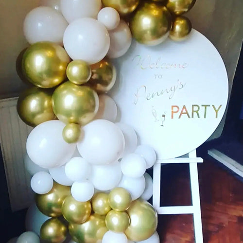 Wooden Easel, balloon garland & personalised sign hire