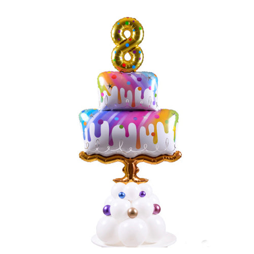 36" Cake Balloon with base & 16" number