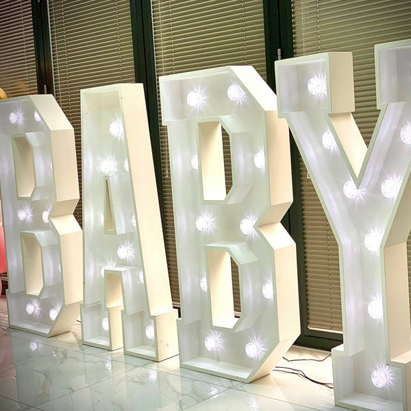 Baby Occasion Package A - Lights Ups, Garland & Baby Block Hire