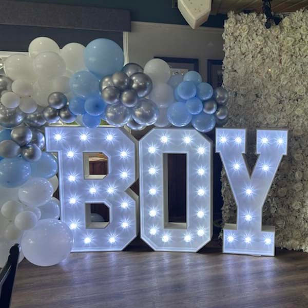 Baby Occasion Package A - Lights Ups, Garland & Baby Block Hire