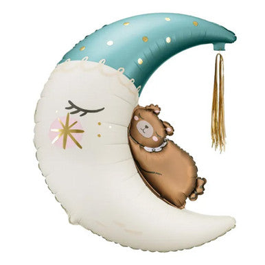 Welcome Baby Crescent & Bear balloon & 4 Latex Balloons Bouquet (boy or girl) OCH038