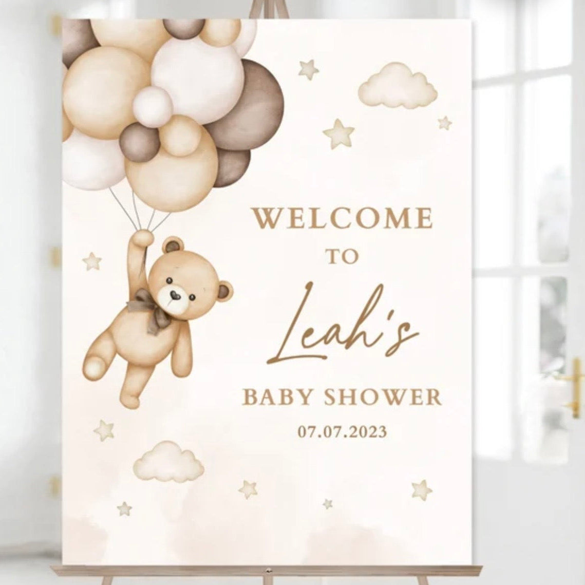 Wooden Easel, balloon garland & sign (various Options)