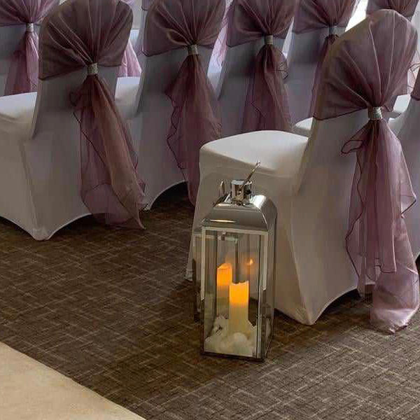 Chrome Silver Celebration Lanterns To Hire (Price to hire Pair)