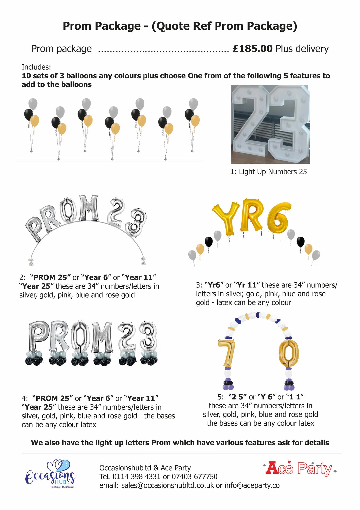 Prom 2025 Balloon Package (Can be used for Milestone Party too)