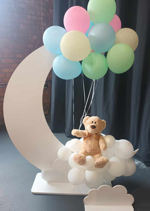 Cute Bear* Floating On A wooden moon & balloon cloud