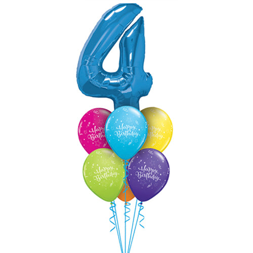 Huge 34" Single Number Foil balloon & 6 Latex balloons Bouquet